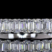 14K White Gold Half Eternity Band with U-Prong Set Emerald Cut Lab Diamonds - E-F Color VS1 Clarity - 0.97 Carat Total Weight - Covaloro Fine Jewelry