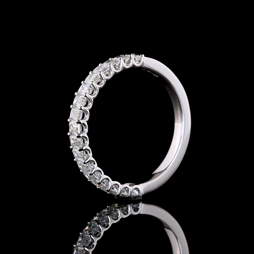 14K White Gold Half Eternity Band with U-Prong Set Emerald Cut Lab Diamonds - E-F Color VS1 Clarity - 0.97 Carat Total Weight - Covaloro Fine Jewelry