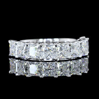 14K White Gold Half Eternity Band with U-Prong Set Princess Cut Lab Diamonds - 3.07 Carats Total Diamond Weight - Covaloro Fine Jewelry