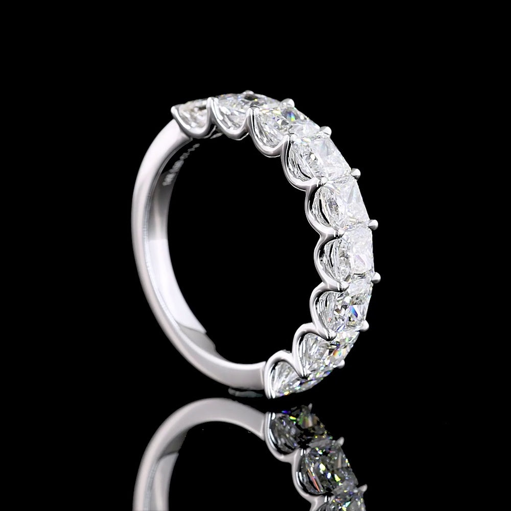 14K White Gold Half Eternity Band with U-Prong Set Princess Cut Lab Diamonds - 3.07 Carats Total Diamond Weight - Covaloro Fine Jewelry