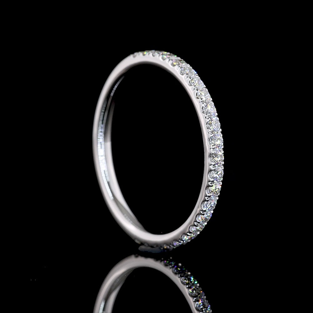 14K White Gold Half Eternity Band with U-Prong Set Round Lab Diamonds - 0.37 Carat Total Weight, E-F Color, VS Clarity - Covaloro Fine Jewelry