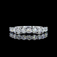 14K White Gold Half Eternity Band with U-Prong Set Round Lab Diamonds - 0.90 Carat Total Diamond Weight - Covaloro Fine Jewelry