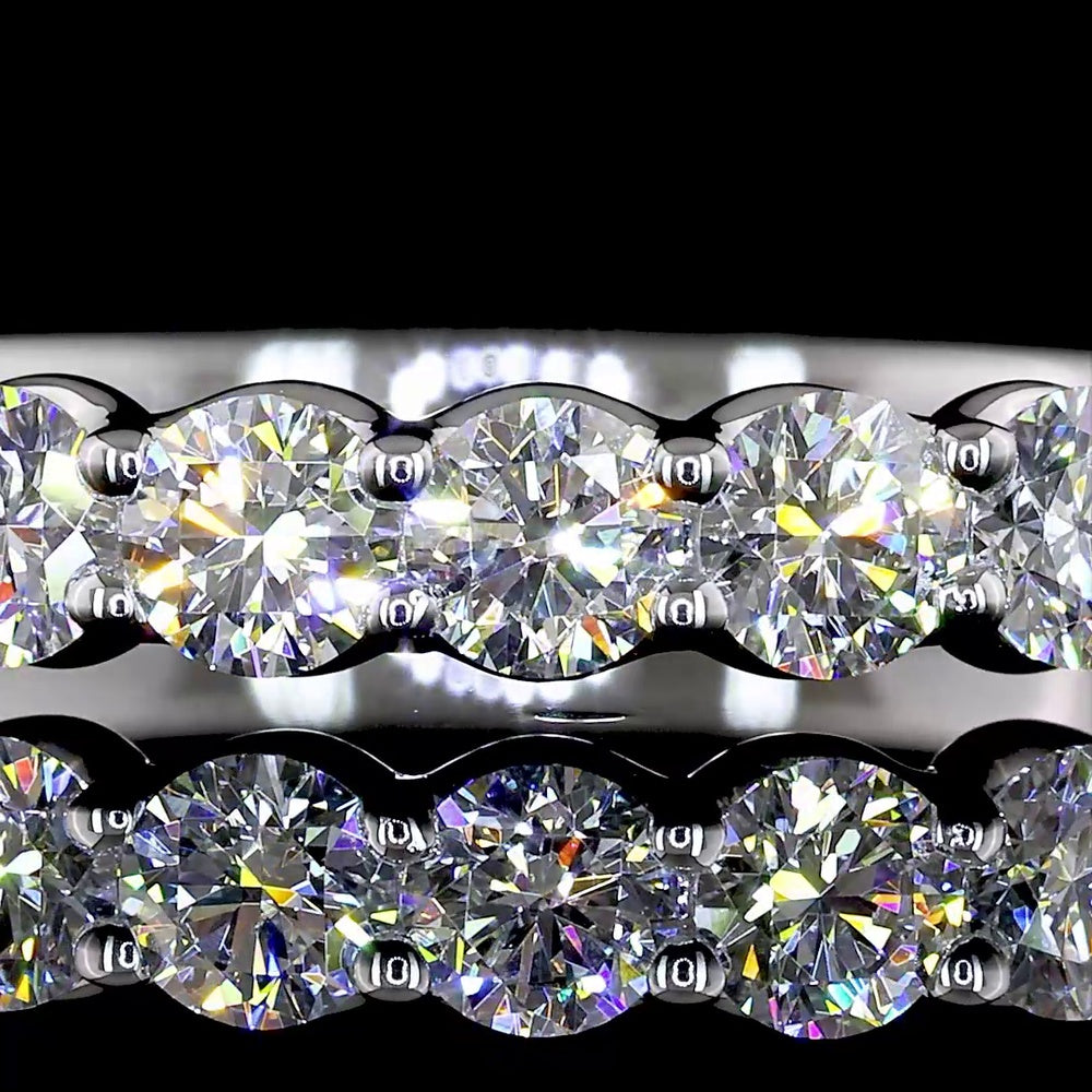 14K White Gold Half Eternity Band with U-Prong Set Round Lab Diamonds - 0.90 Carat Total Diamond Weight - Covaloro Fine Jewelry