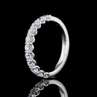 14K White Gold Half Eternity Band with U-Prong Set Round Lab Diamonds - 0.90 Carat Total Diamond Weight - Covaloro Fine Jewelry