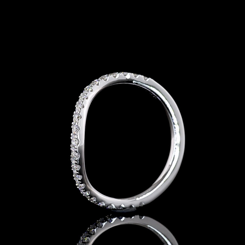 14K White Gold Half Eternity Contour Band with U-Prong Set Round Lab Diamonds - 0.44 Carats Total Diamond Weight (E-F Color) - Covaloro Fine Jewelry