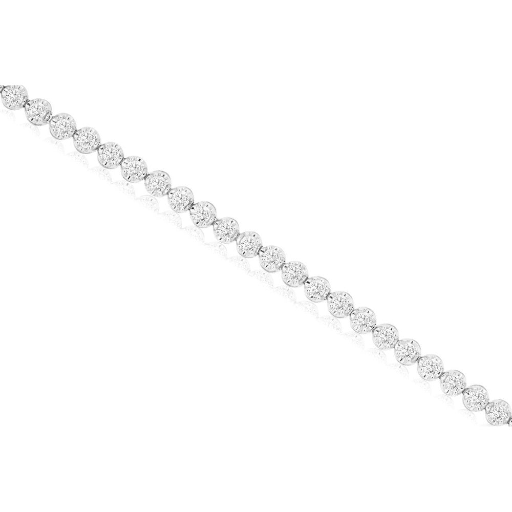 14K White Gold Halfway Tennis Bracelet with Prong-Set Round Diamonds - 0.51 Carat Total Diamond Weight - Royal Jewelry