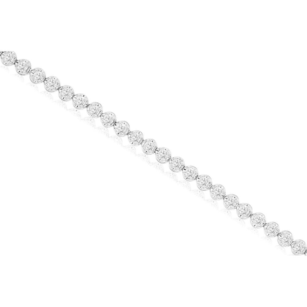 14K White Gold Halfway Tennis Bracelet with Round Diamonds - 0.51 Carat Total Diamond Weight - Royal Jewelry