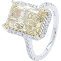 14K White Gold Halo Bridal Set with Radiant Cut Yellow Lab Grown Diamond - 6.75 Carat Total Diamond Weight