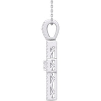 14K White Gold Halo Cross Pendant with Channel-Set Baguette and Round Diamonds - 0.87 Carat Total Diamond Weight by Auriventus
