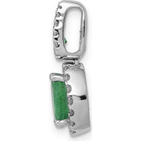 14K White Gold Halo Diamond and Oval Emerald Pendant - 0.75 Carat Emerald, 0.01 Carat Total Diamond Weight by Lumare Gioia