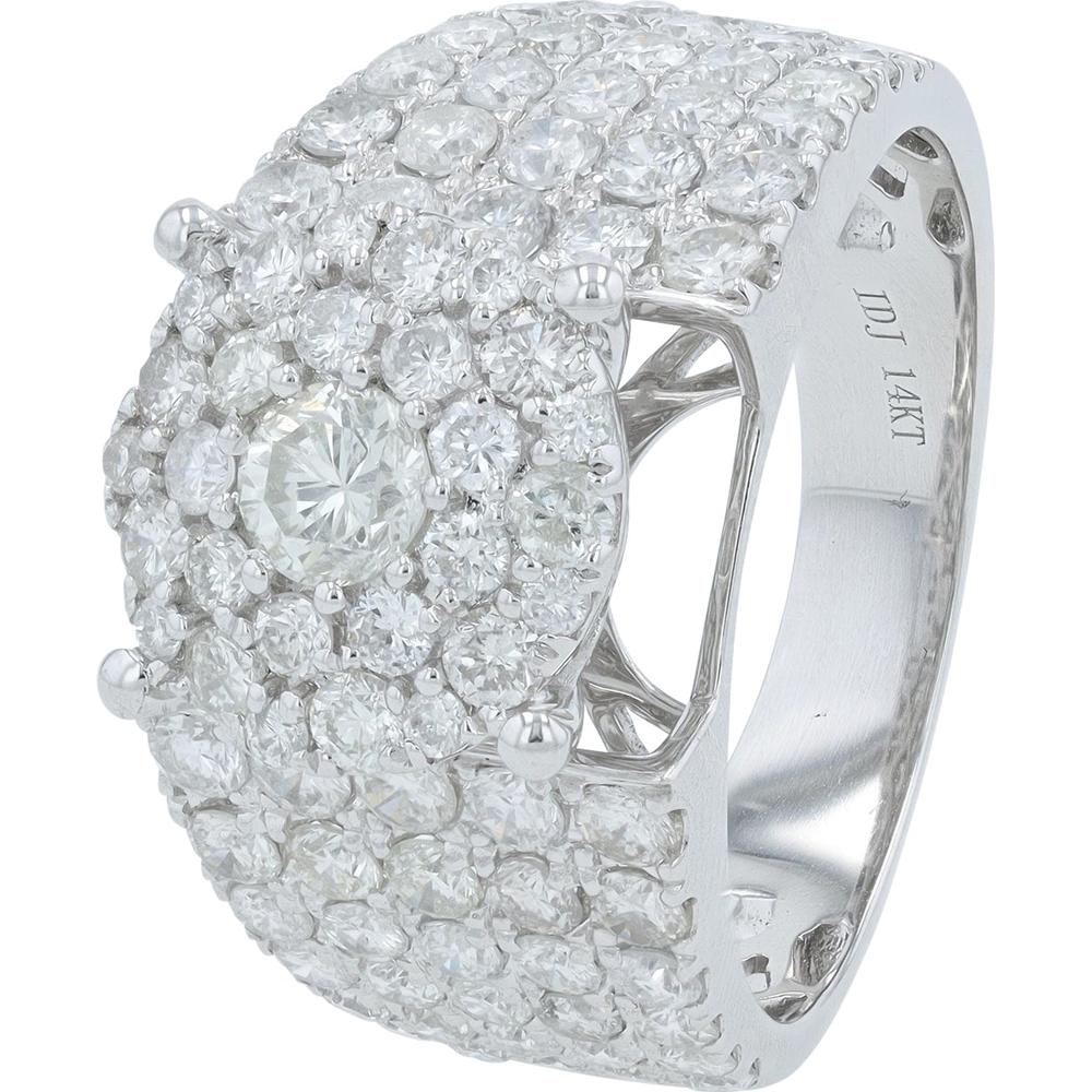 14K White Gold Halo Diamond Engagement Ring with 2.55 Carat Total Diamond Weight