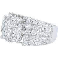 14K White Gold Halo Diamond Engagement Ring with 2.55 Carat Total Diamond Weight