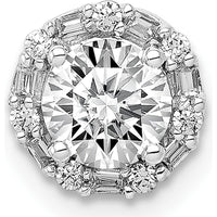 14K White Gold Halo Diamond Pendant with Round and Baguette Diamonds - 0.50 Carat Total Diamond Weight by Monteluci Fine Jewelry