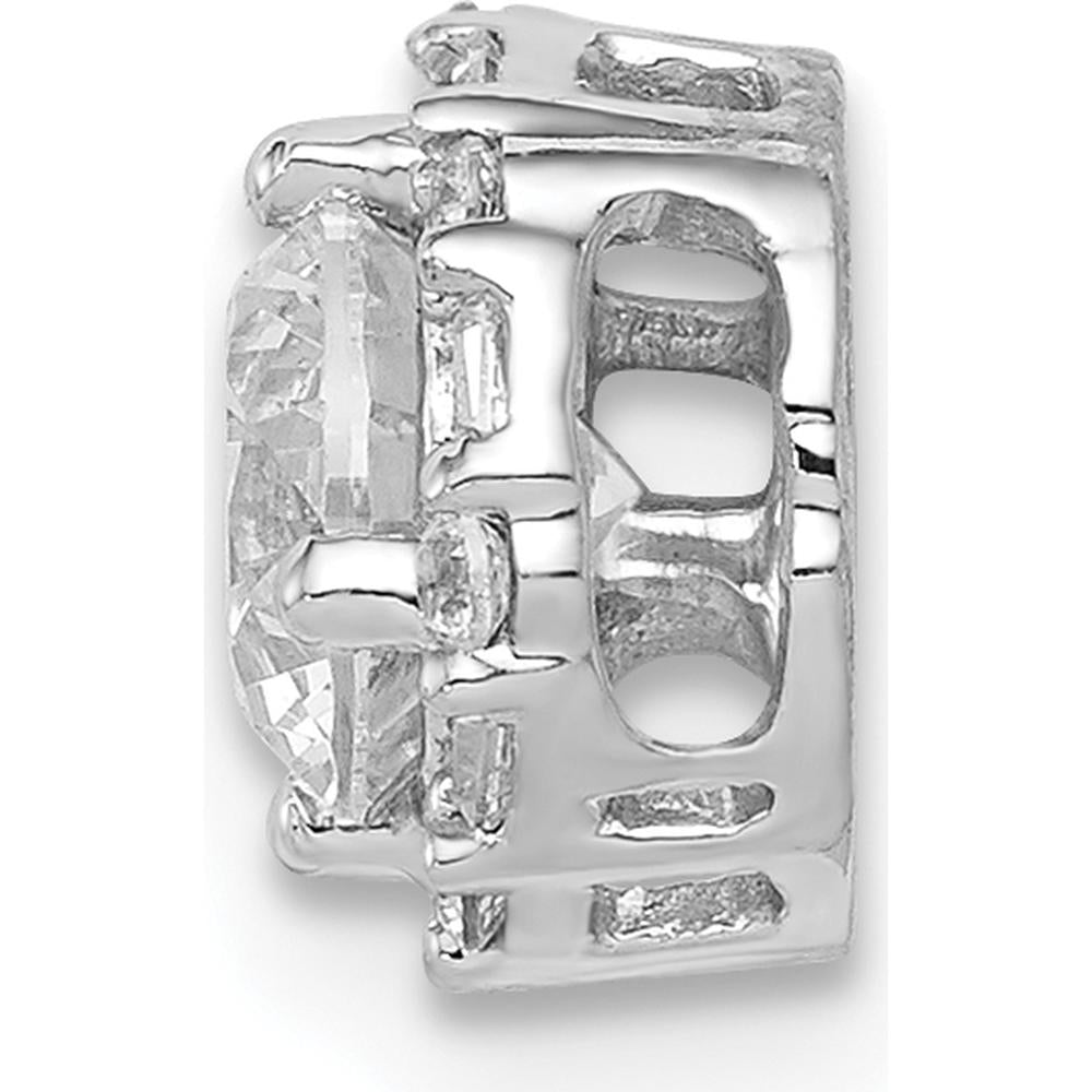 14K White Gold Halo Diamond Pendant with Round and Baguette Diamonds - 0.50 Carat Total Diamond Weight by Monteluci Fine Jewelry