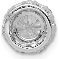 14K White Gold Halo Diamond Pendant with Round and Baguette Diamonds - 0.50 Carat Total Diamond Weight by Monteluci Fine Jewelry