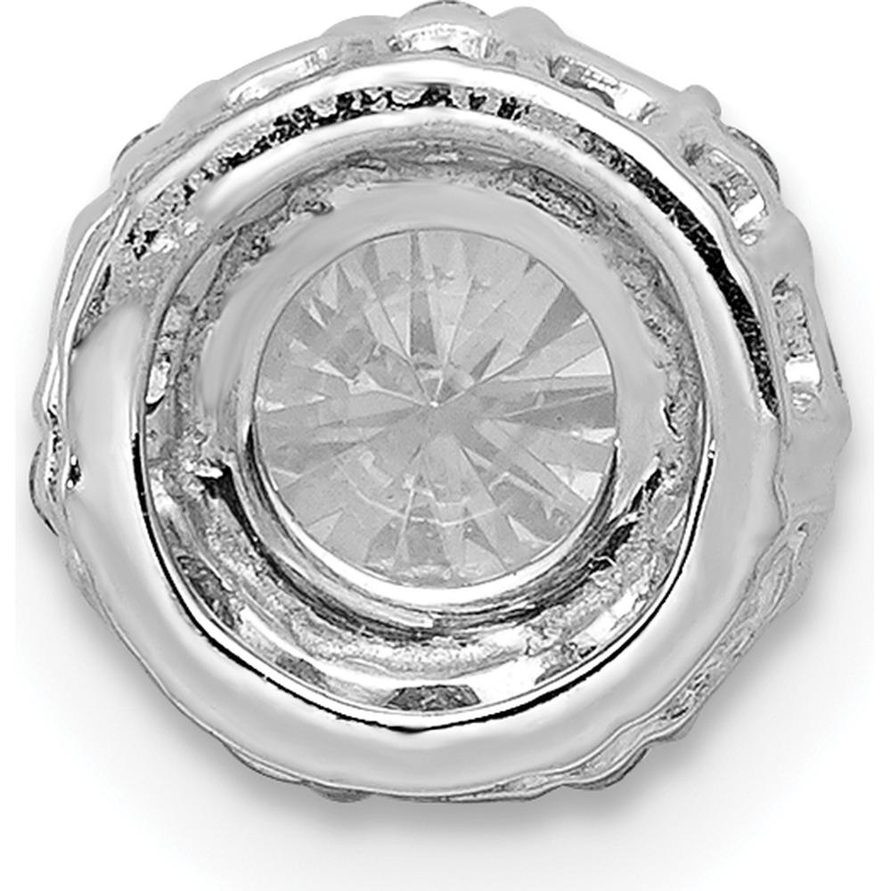 14K White Gold Halo Diamond Pendant with Round and Baguette Diamonds - 0.50 Carat Total Diamond Weight by Monteluci Fine Jewelry