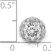 14K White Gold Halo Diamond Pendant with Round and Baguette Diamonds - 0.50 Carat Total Diamond Weight by Monteluci Fine Jewelry