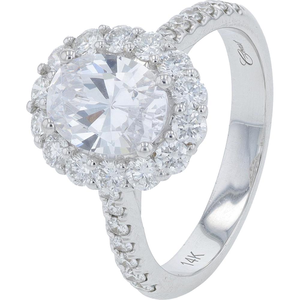 14K White Gold Halo Diamond Semi-Mount with 0.88 Carats Total Diamond Weight