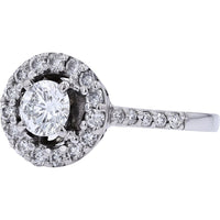 14K White Gold Halo Engagement Ring with 0.80 Carat Round Diamond Center and 1.35 Carat Total Diamond Weight
