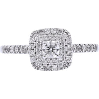 14K White Gold Halo Engagement Ring with 1/2 Carat Total Diamond Weight