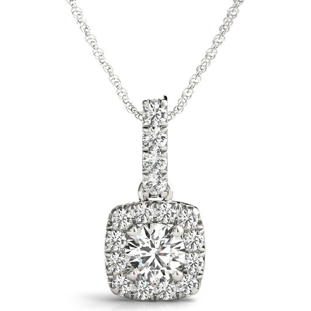 14K White Gold Halo Pendant with 0.33 Carat Lab-Grown Diamond by Robinson's Jewelers