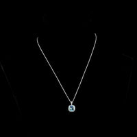 14K White Gold Halo Pendant with 2.74 Carat Cushion Modified Cut Fancy Vivid Blue Lab Diamond and 0.21 Carat Brilliant Cut Diamond Accents - IGI Certified - Covaloro Fine Jewelry