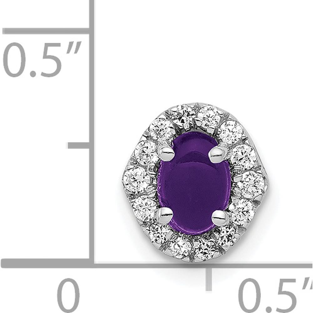 14K White Gold Halo Pendant with 6x4mm Oval Amethyst and Round Diamonds - 0.73 Carat Total Amethyst Weight, 0.036 Carat Total Diamond Weight by Monteluci Fine Jewelry