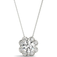 14K White Gold Halo Pendant with Lab-Grown Diamonds - 0.067 Carat Total Weight by Robinson's Jewelers