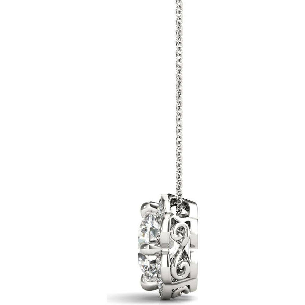 14K White Gold Halo Pendant with Lab-Grown Diamonds - 0.067 Carat Total Weight by Robinson's Jewelers