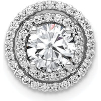14K White Gold Halo Pendant with Round Diamond Border - 0.5 Carat Total Diamond Weight by Monteluci Fine Jewelry