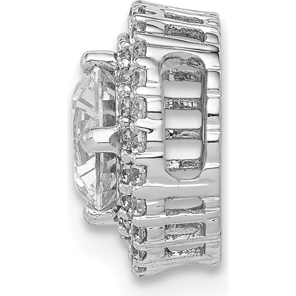 14K White Gold Halo Pendant with Round Diamond Border - 0.5 Carat Total Diamond Weight by Monteluci Fine Jewelry
