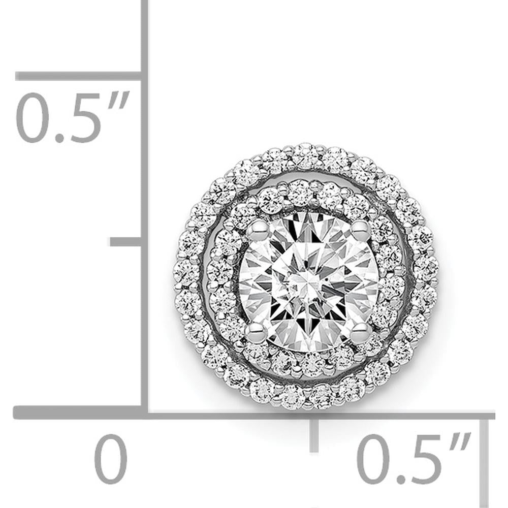 14K White Gold Halo Pendant with Round Diamond Border - 0.5 Carat Total Diamond Weight by Monteluci Fine Jewelry