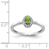 14K White Gold Halo Ring with 0.29 Carat Oval Cabochon Peridot and 0.07 Carat Round Diamonds by 0