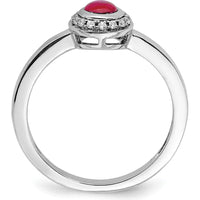 14K White Gold Halo Ring with 0.52 Carat Cabochon Ruby and 0.075 Carat Diamond Accents by 0