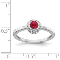 14K White Gold Halo Ring with 0.52 Carat Cabochon Ruby and 0.075 Carat Diamond Accents by 0