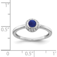 14K White Gold Halo Ring with Bezel-Set 0.34 Carat Cabochon Sapphire and 0.075 Carat Total Round Diamond Accents by 0