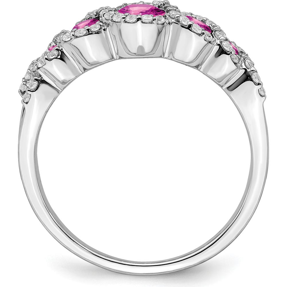 14K White Gold Halo Ring with Lab-Created Pink Sapphires (0.49ct) and Natural Diamonds (0.25ct) by 0