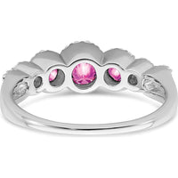 14K White Gold Halo Ring with Lab-Created Pink Sapphires (0.49ct) and Natural Diamonds (0.25ct) by 0