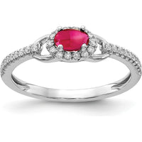 14K White Gold Halo Ring with Oval Cabochon Ruby 0.41 Carat and Round Diamonds 0.16 Carat Total by 0