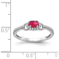 14K White Gold Halo Ring with Oval Cabochon Ruby 0.41 Carat and Round Diamonds 0.16 Carat Total by 0