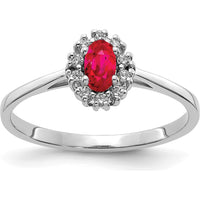 14K White Gold Halo Ring with Oval Ruby - 0.31 Carat Ruby, 0.10 Carat Total Diamond Weight by 0