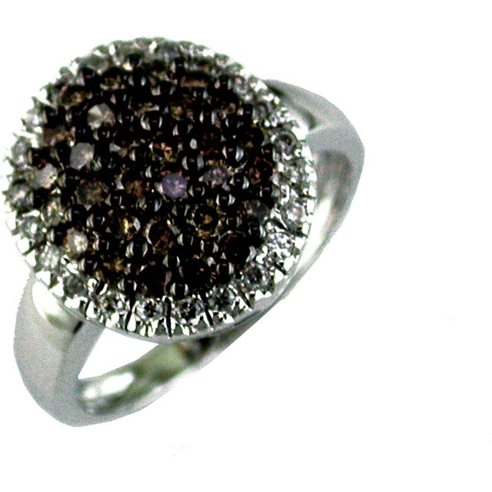 14K White Gold Halo Ring with Round Mocha Diamonds and White Diamond Accents - 0.95 Carat Total Diamond Weight - Royal Jewelry