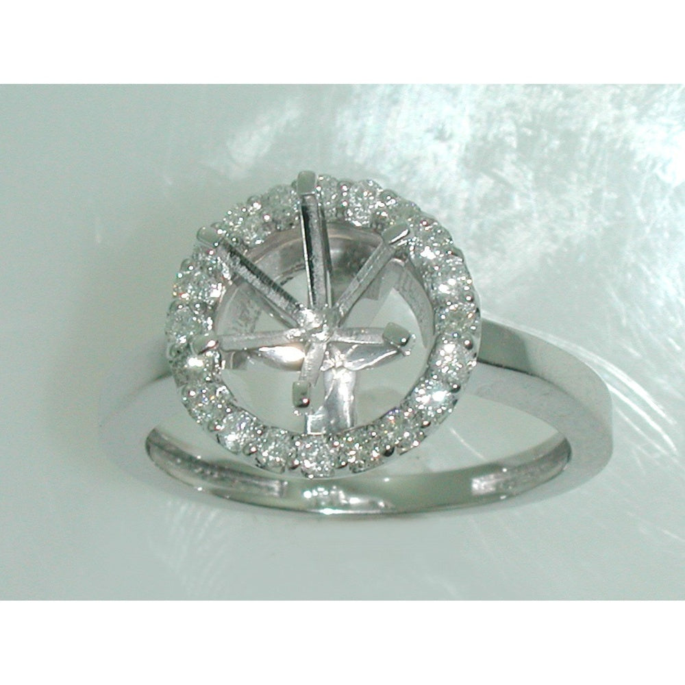 14K White Gold Halo Semi-Mount Ring with Round Diamond Accents - 0.31 Carat Total Diamond Weight by Auriventus