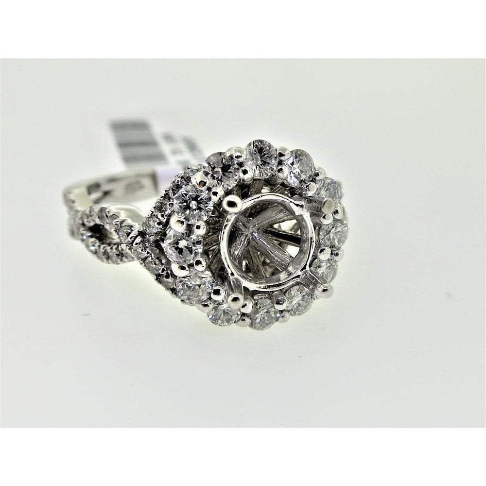 14K White Gold Halo Semi-Mount Ring with Round Diamonds - 1.06 Carat Total Diamond Weight by Auriventus