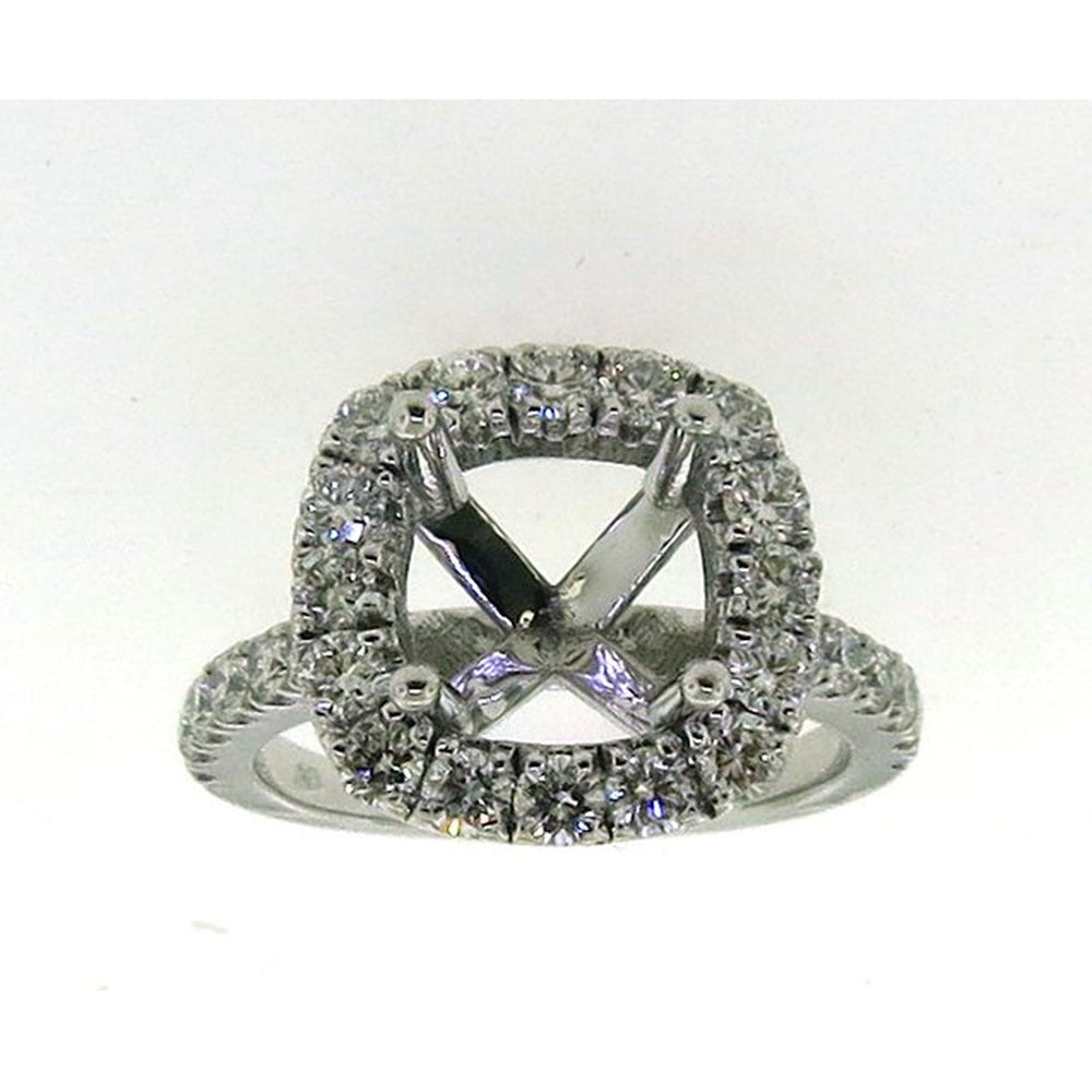 14K White Gold Halo Semi-Mount Ring with Round Diamonds - 1.33 Carat Total Diamond Weight by Auriventus