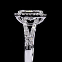 14K White Gold Halo Split Shank Ring with 7.04 Carat Radiant Cut Lab Diamond and 1.02 Carat Diamond Accents - 8.06 Carat Total Weight - Covaloro Fine Jewelry