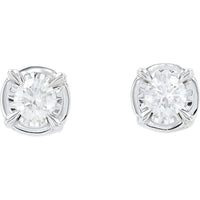 14K White Gold Halo Stud Earrings with 0.30 Carat Center Diamonds and 1.25 Carats Total Diamond Weight