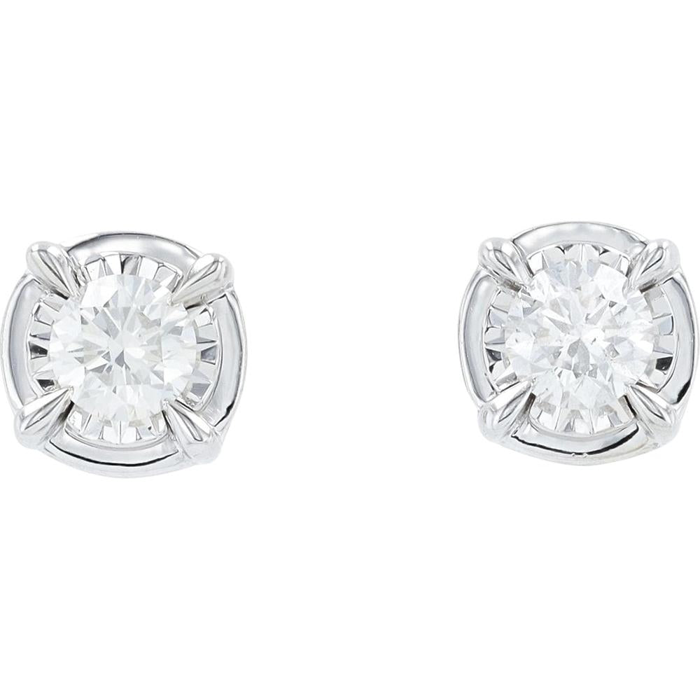 14K White Gold Halo Stud Earrings with 0.30 Carat Center Diamonds and 1.25 Carats Total Diamond Weight