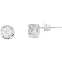 14K White Gold Halo Stud Earrings with 0.30 Carat Center Diamonds and 1.25 Carats Total Diamond Weight