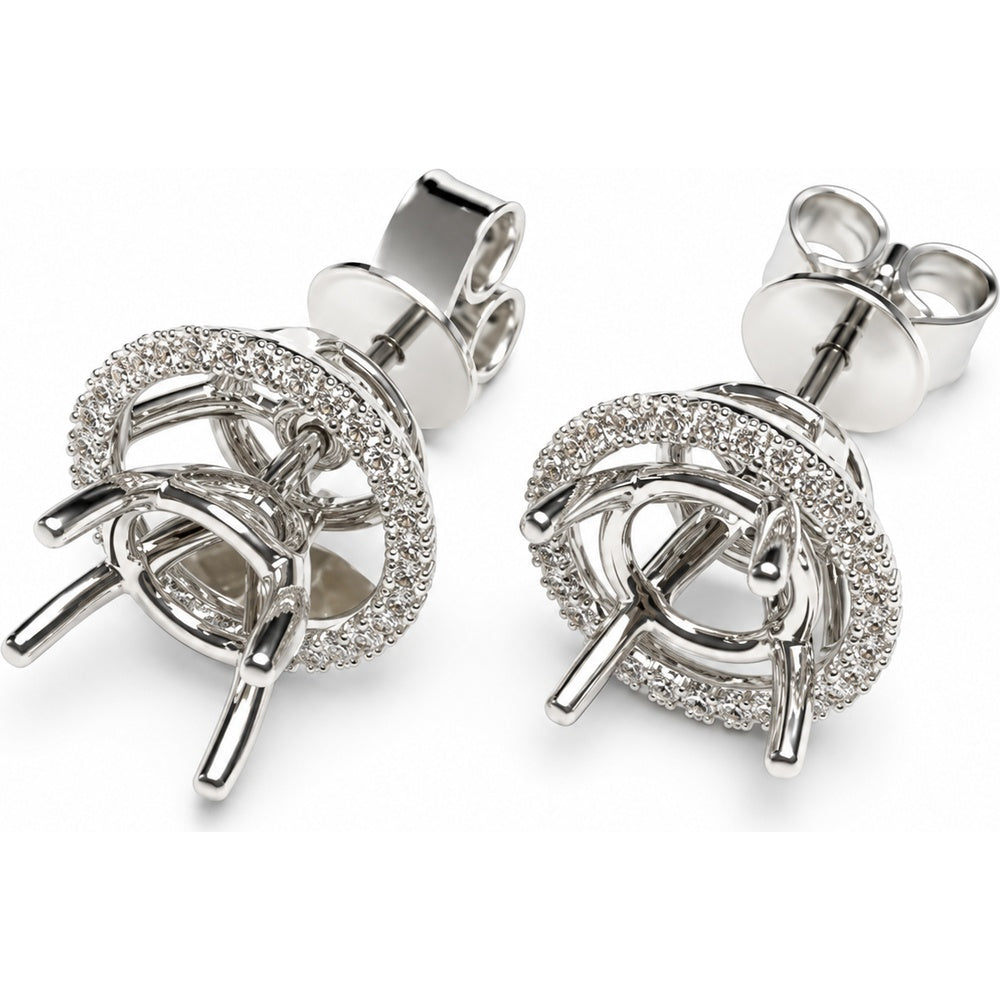 14K White Gold Halo Stud Earrings with Milgrain Detail and Prong-Set Round Diamonds - 0.20 Carat Total Diamond Weight by Auriventus